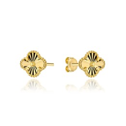 Kolczyki złote diamentowana koniczynka 8 mm