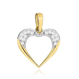 Zawieszka złota serce wysadzane cyrkoniami na górze