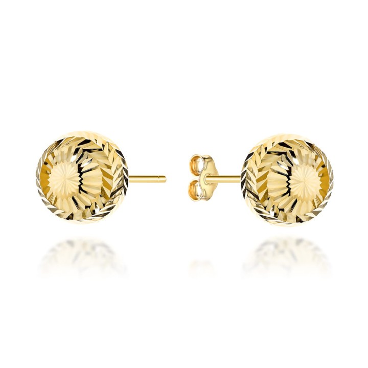 Kolczyki złote diamentowane kulki party 10 mm pr. 333