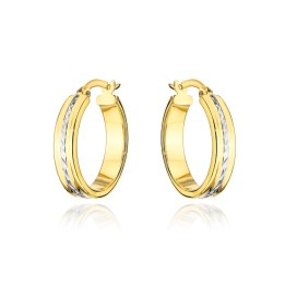 Kolczyki kółko i białe diamentowanie w środku 1,8 cm