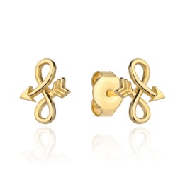 Złote kolczyki strzałka w kształcie nieskończoności