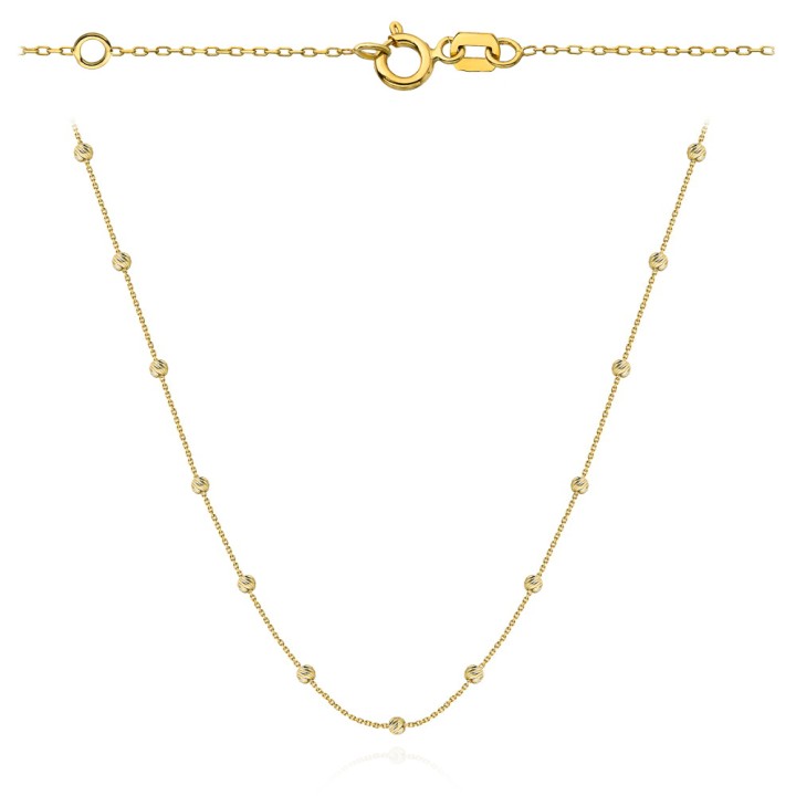 Naszyjnik złote diamentowane kulki choker 36+3cm