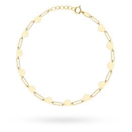Bransoletka złota ogniwa i gładkie serca