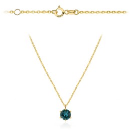Naszyjnik złoty z kamieniem - London blue topaz