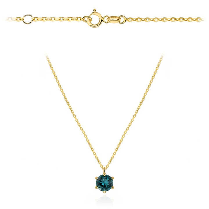 Naszyjnik złoty z kamieniem - London blue topaz