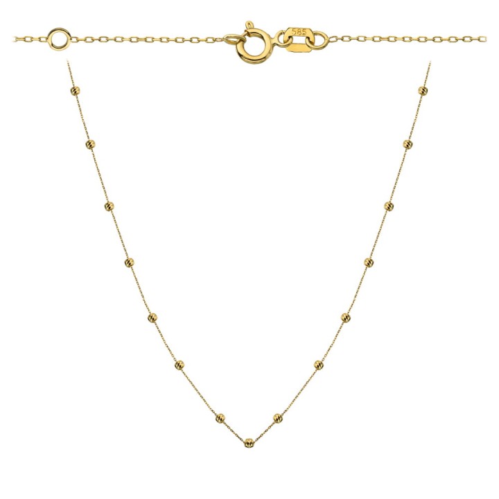 Naszyjnik złote diamentowane kulki 47+3cm