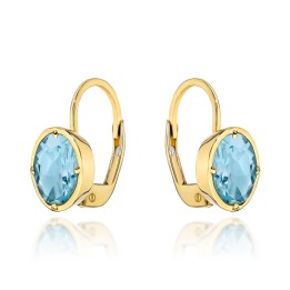 Kolczyki złote z kolekcji "COLORFUL STONE" - topaz owal