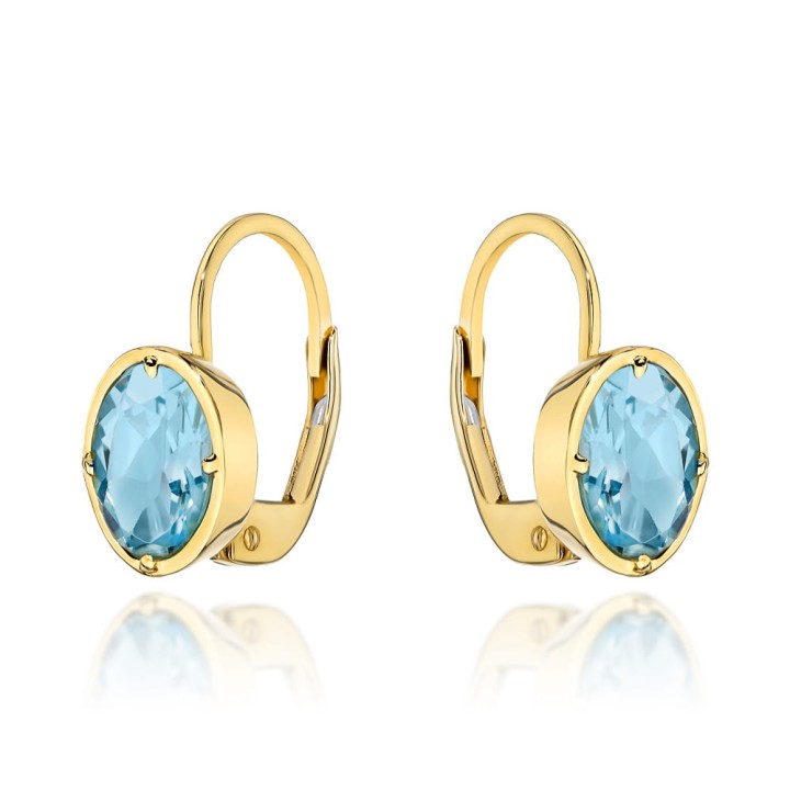 Kolczyki złote z kolekcji "COLORFUL STONE" - topaz owal