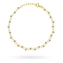 Bransoletka złota diamentowane kulki na podwójnym łańcuszku